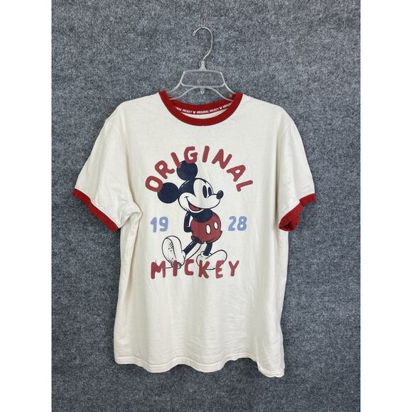Disney Other - Original Mickey Mouse 1928 T-Shirt Women's Large Beige Red Short Sleeve